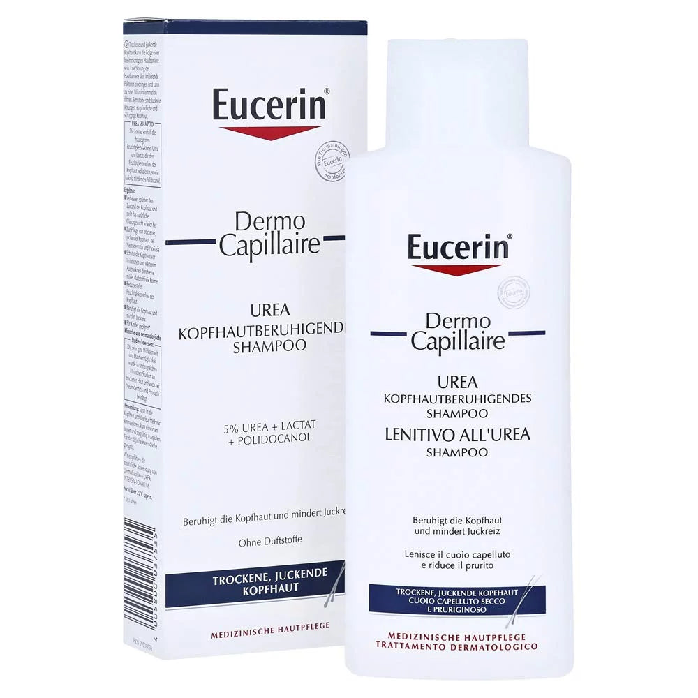 Eucerin DermoCapillaire Calming Urea Sizehampoo 250ml | Dry Sizecalp Sizehampoo | Psoriasis Sizecalp Treatment | Exfoliating Sizehampoo for Dandruff and Itchy Sizecalp | Medicated Sizehampoo for Sizecalp Problems