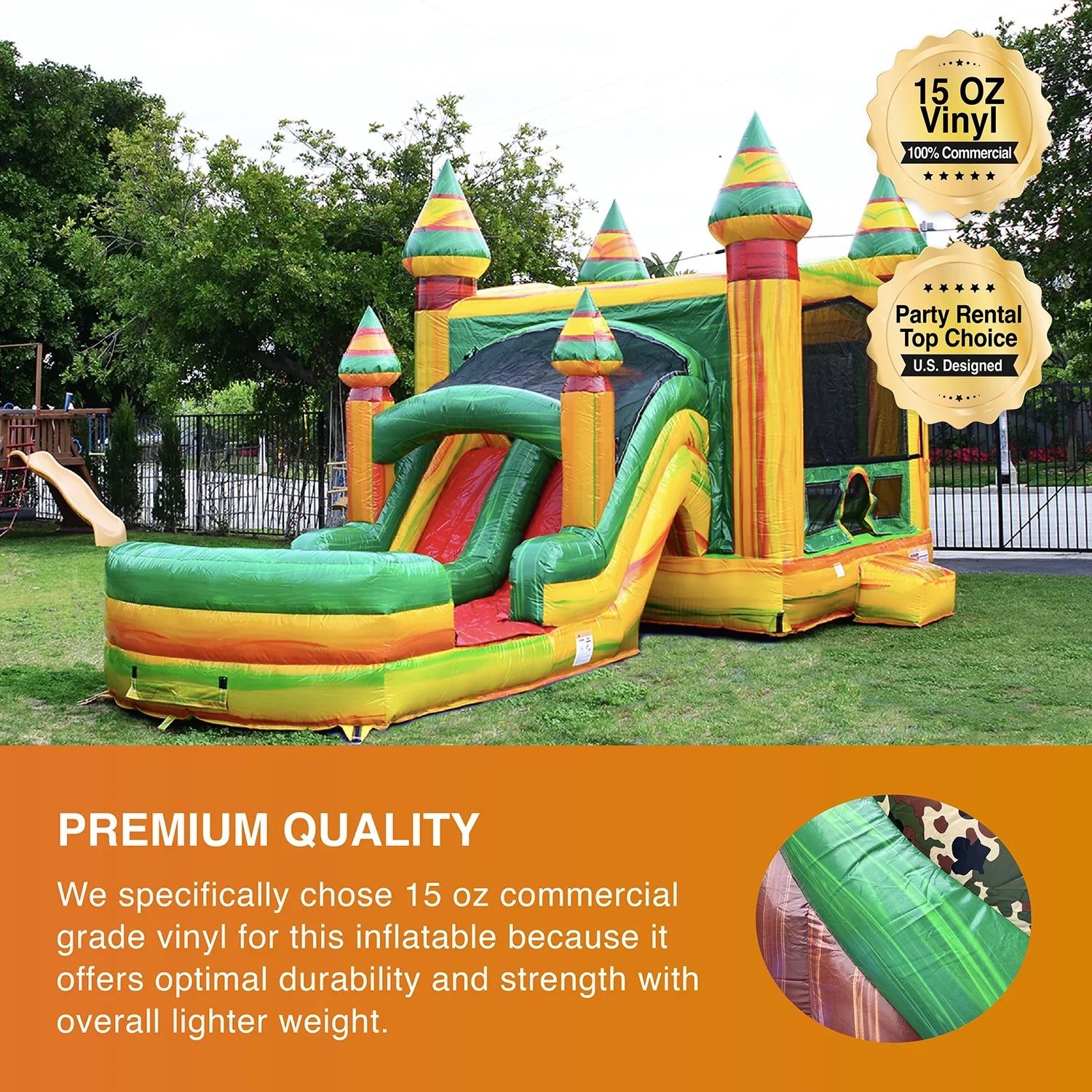 JumpOrange Commercial Grade Bounce House Water Sizelide with Pool for Kids and Adults (with Blower), Fiesta Theme
