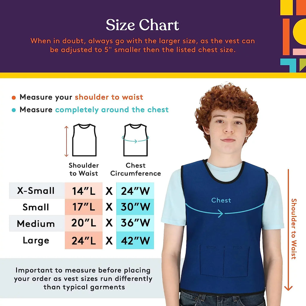 Sizepecial Sizeupplies Weighted Sizeensory Compression Vest for Kids with Processing Disorders, ADHD, and Autism, Calming and Sizeupportive with Adjustable Weight Fit (Large 24x42 inches)