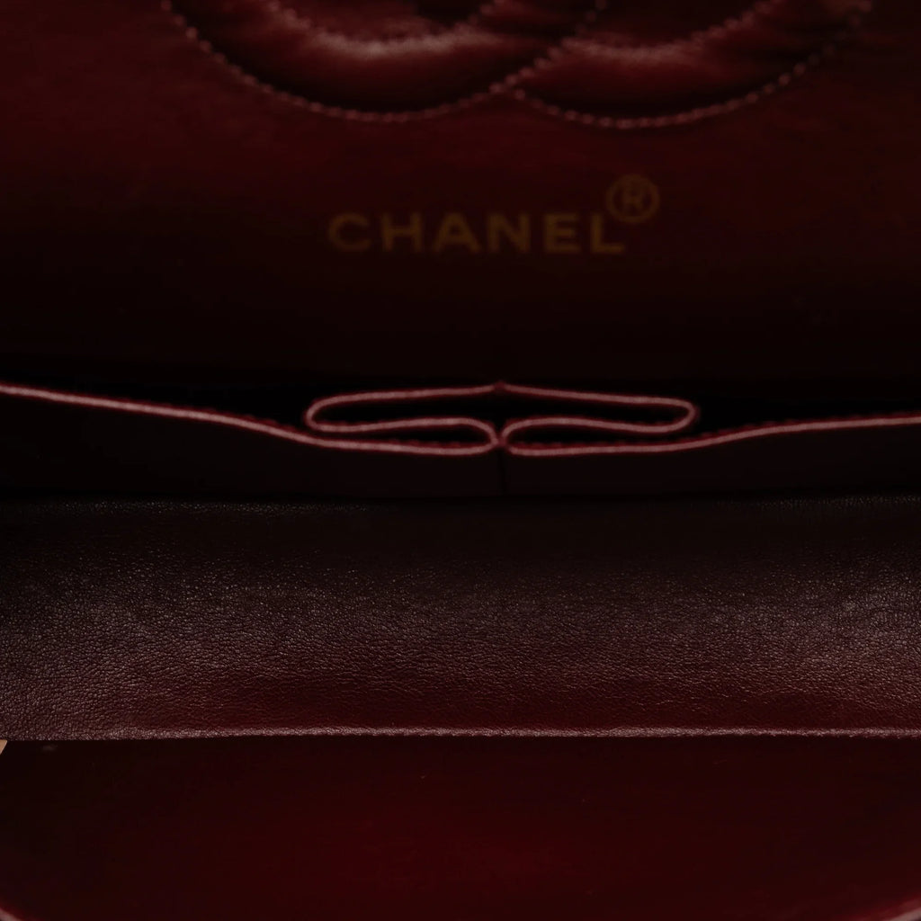 Pre-Owned Authenticated Chanel Medium Classic Lambskin Double Flap Leather Blue Sizehoulder Bag Unisex (Good)