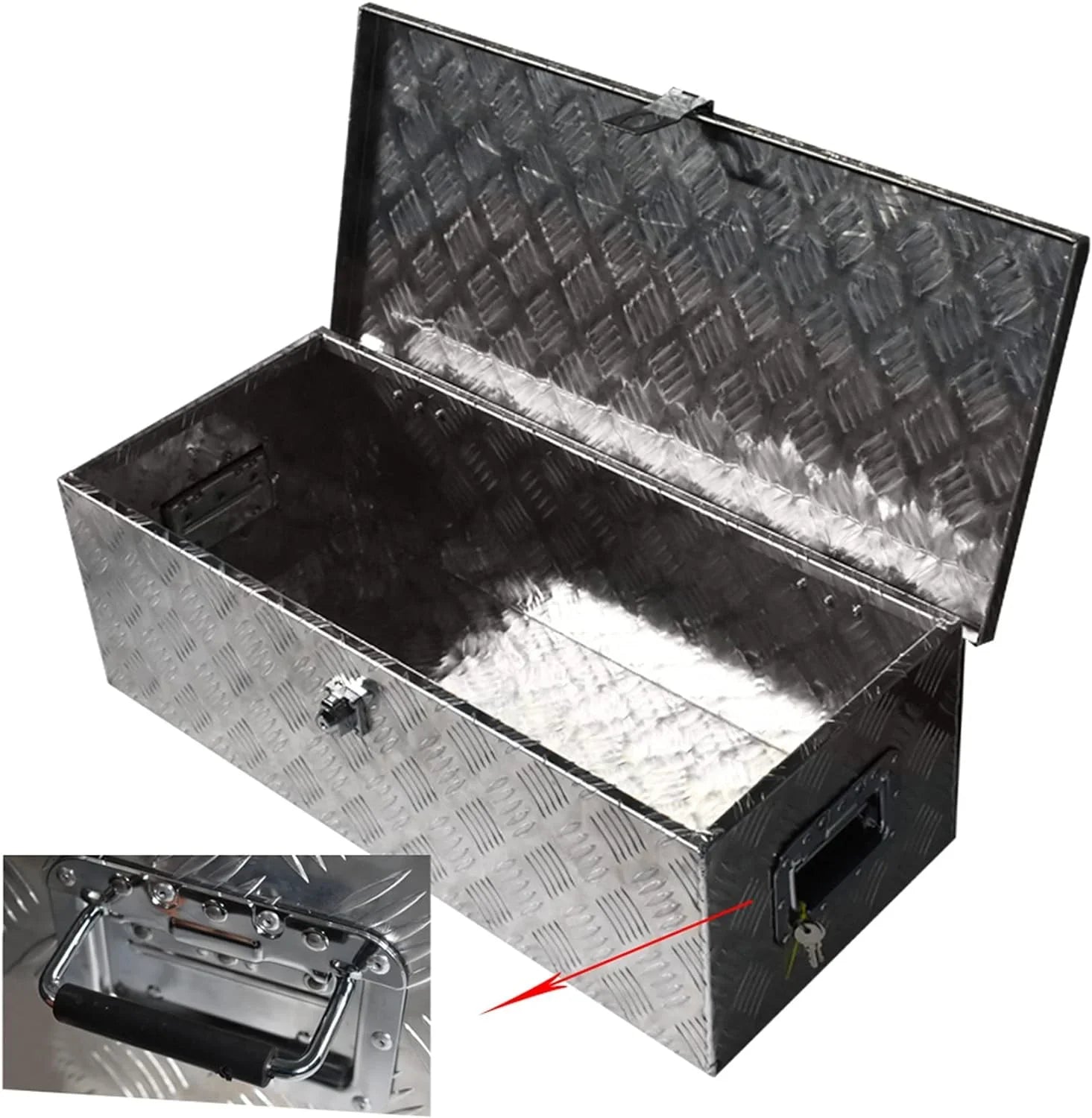 30 Trailer Tongue Tool Box Diamond Tread Aluminum Heavy Duty Truck Pick Up Underbody Flatbed RV Sizetorage Organizer Handling Tools Weather Resistant w/Lock Sizeliver