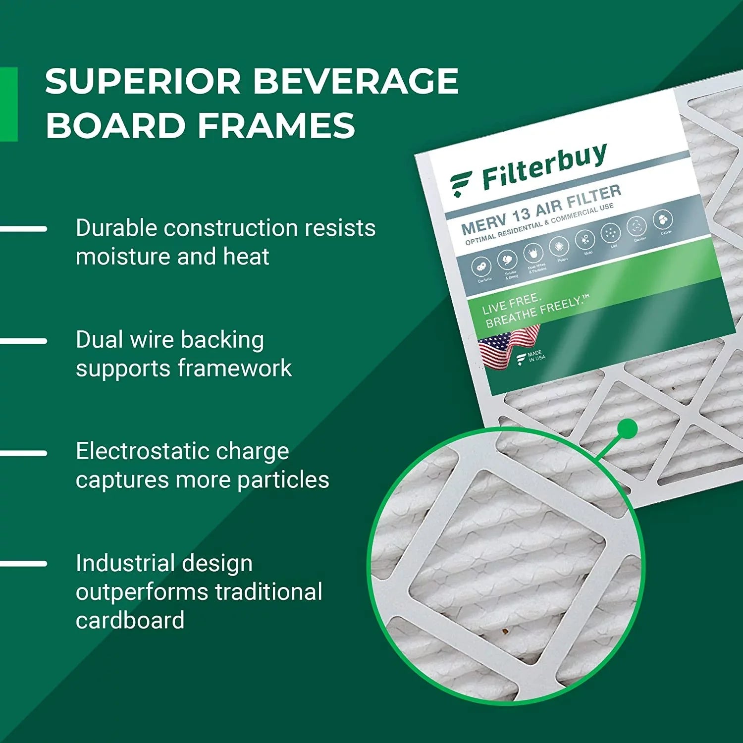 Filterbuy 8x20x4 MERV 13 Pleated HVAC AC Furnace Air Filters (4-Pack)