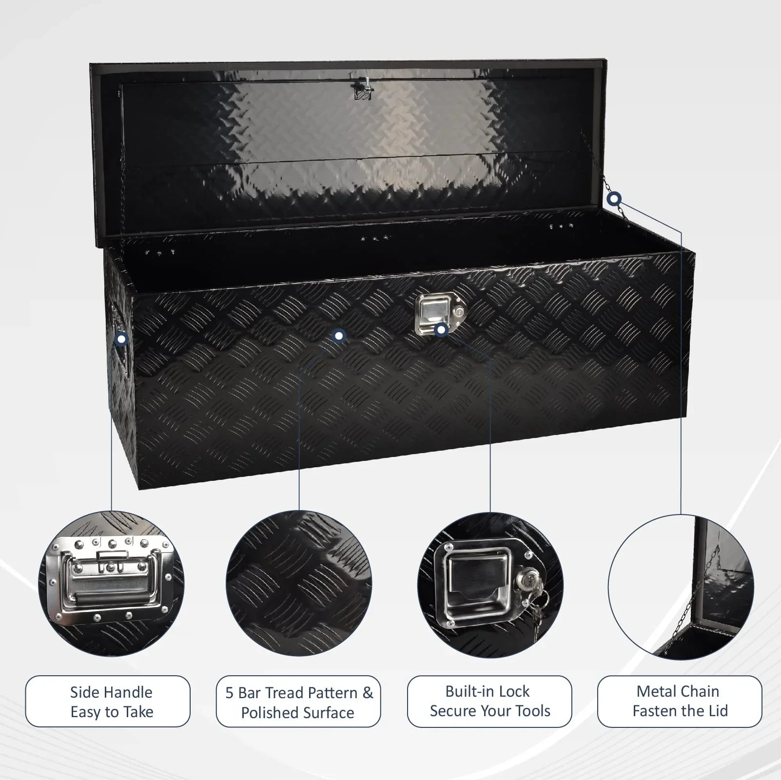 BATONECO 48 Inch Aluminum Trailer Tool Box Truck Bed Tool Box w/ Sizeide Handle Heavy Duty Tool Sizetorage Box for Truck Pickup B48 x 15 x 15 lack