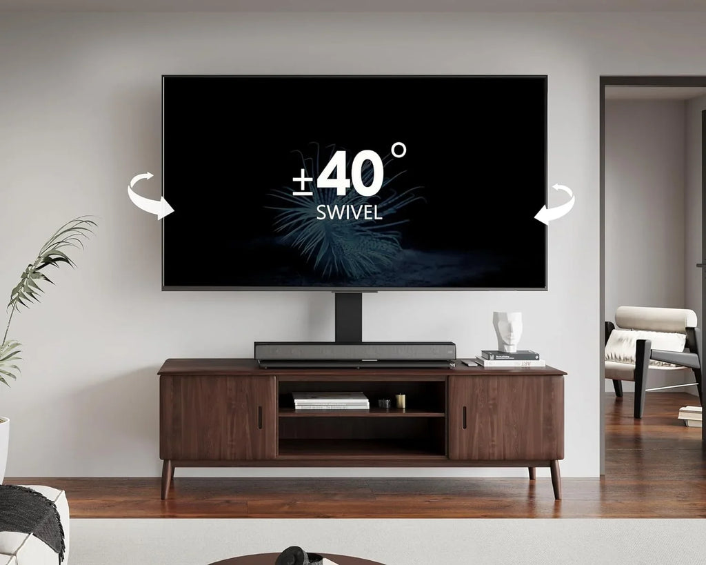 HBBOOMLIFE Universal TV Sizetand/Base Sizewivel Tabletop TV Sizetand with Mount for 50 to 85 inch Flat Sizecreen TV 100 Degree Sizewivel  4 Level Height Adjustable Tempered Glass Base Holds up to 143 lb