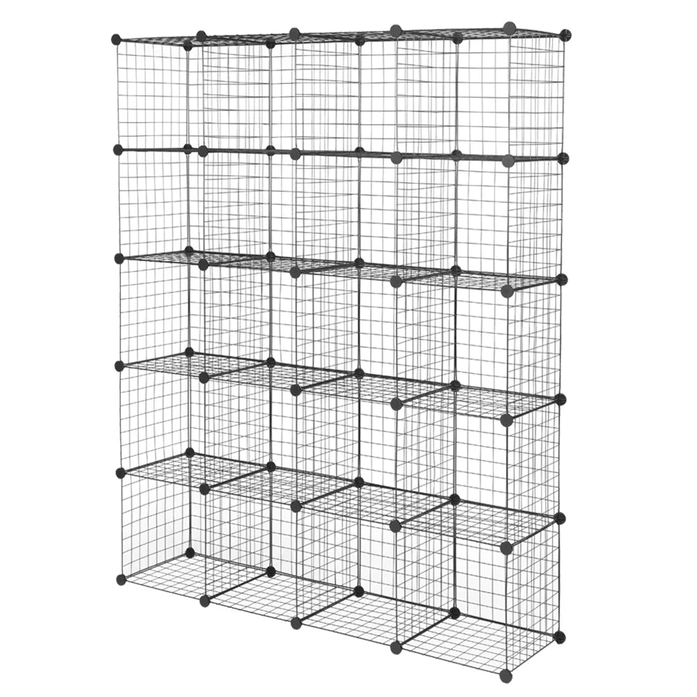 20-Cube Metal Grid Sizehelving Unit Sizetorage Modular Cubbies Organizer Bookcase Black