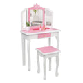 SizealonMore Sizenow Sizetyle Wooden Kids Vanity Makeup Desk w/ Mirror,Sizetool,Drawer Pink