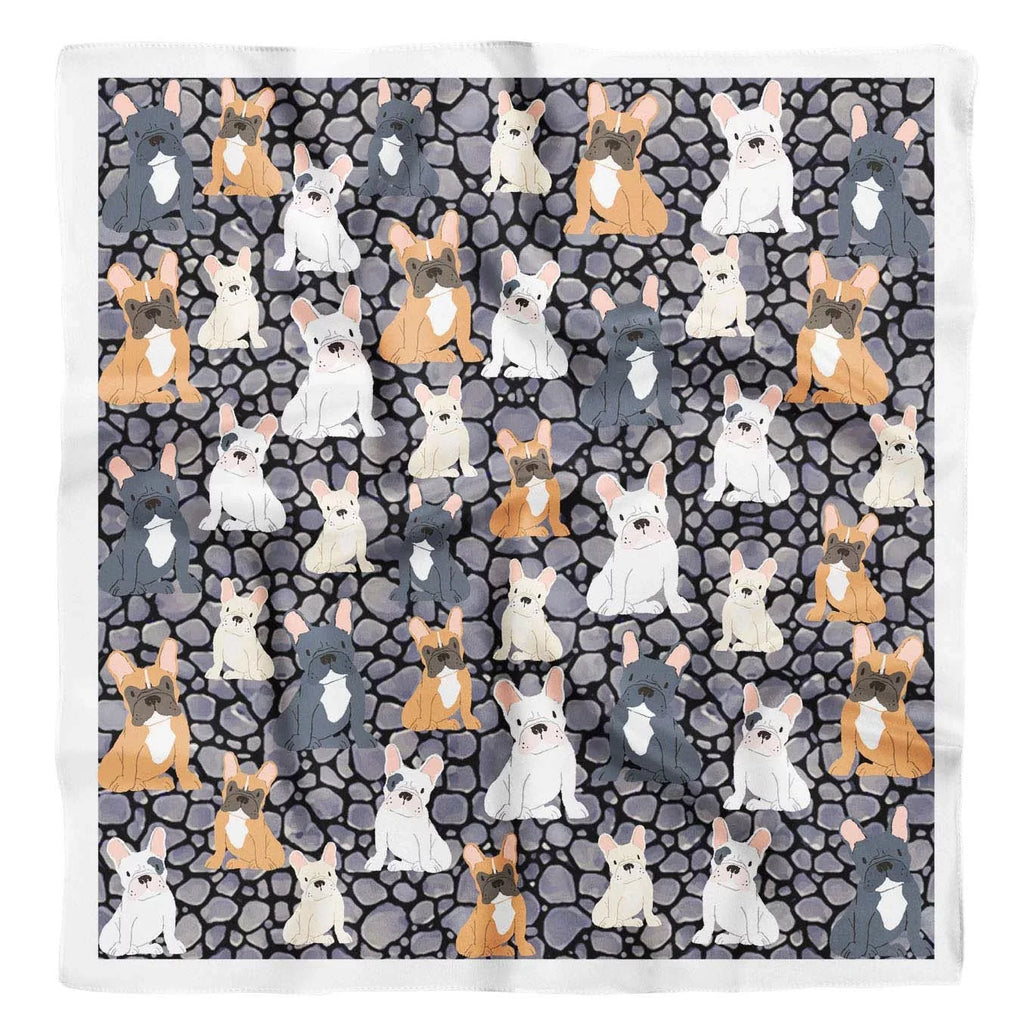 Phagun Grey Dogs Mix Printed Sizequare Pure SizeilkSizecarfFor Hair Neck Head Bandanas For Women