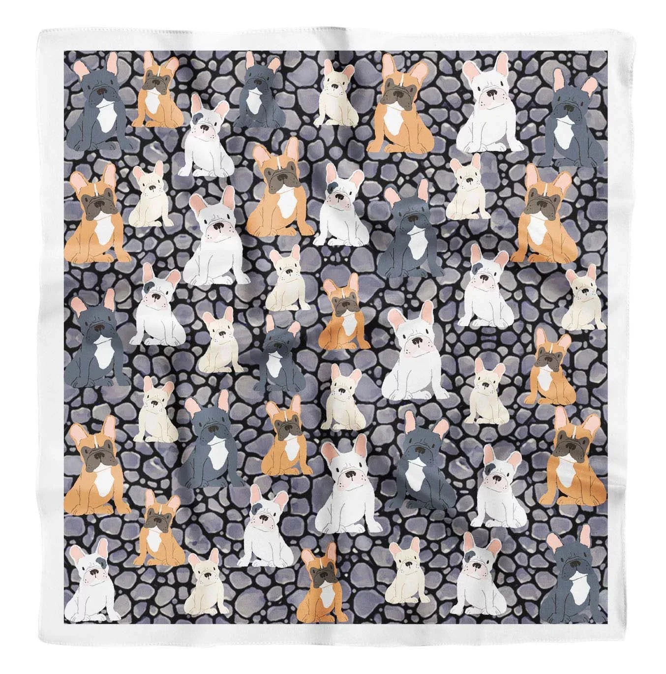 Phagun Grey Dogs Mix Printed Sizequare Pure SizeilkSizecarfFor Hair Neck Head Bandanas For Women