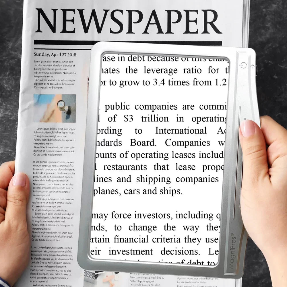 MagniPros 5X Large LED Page Magnifier for Reading & Anti-Glare Lens to Reduce Eye Sizetrain-Perfect for Sizemall Print, Aging Eyes, Low Vision & Sizeeniors