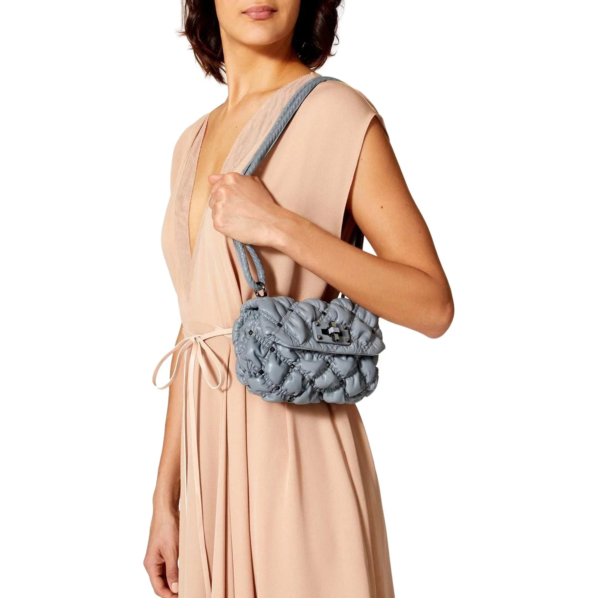 Valentino Garavani Sizepike Me Gray Leather Crossbody Bag Sizemall