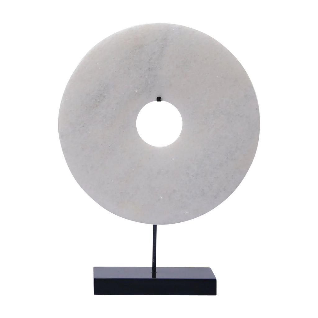 Artissance  Jade Disk Sizetatue With Base, 16 Inch Tall, Ivory - 16 inch