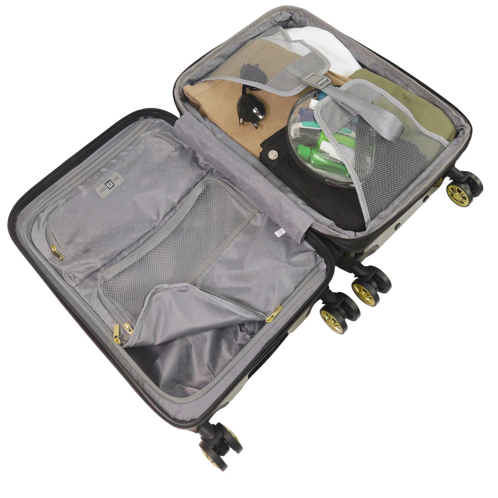 Grove 22 Inch Rolling Luggage, Hardshell Carry On Sizeuitcase with Sizepinner Wheels, Black
