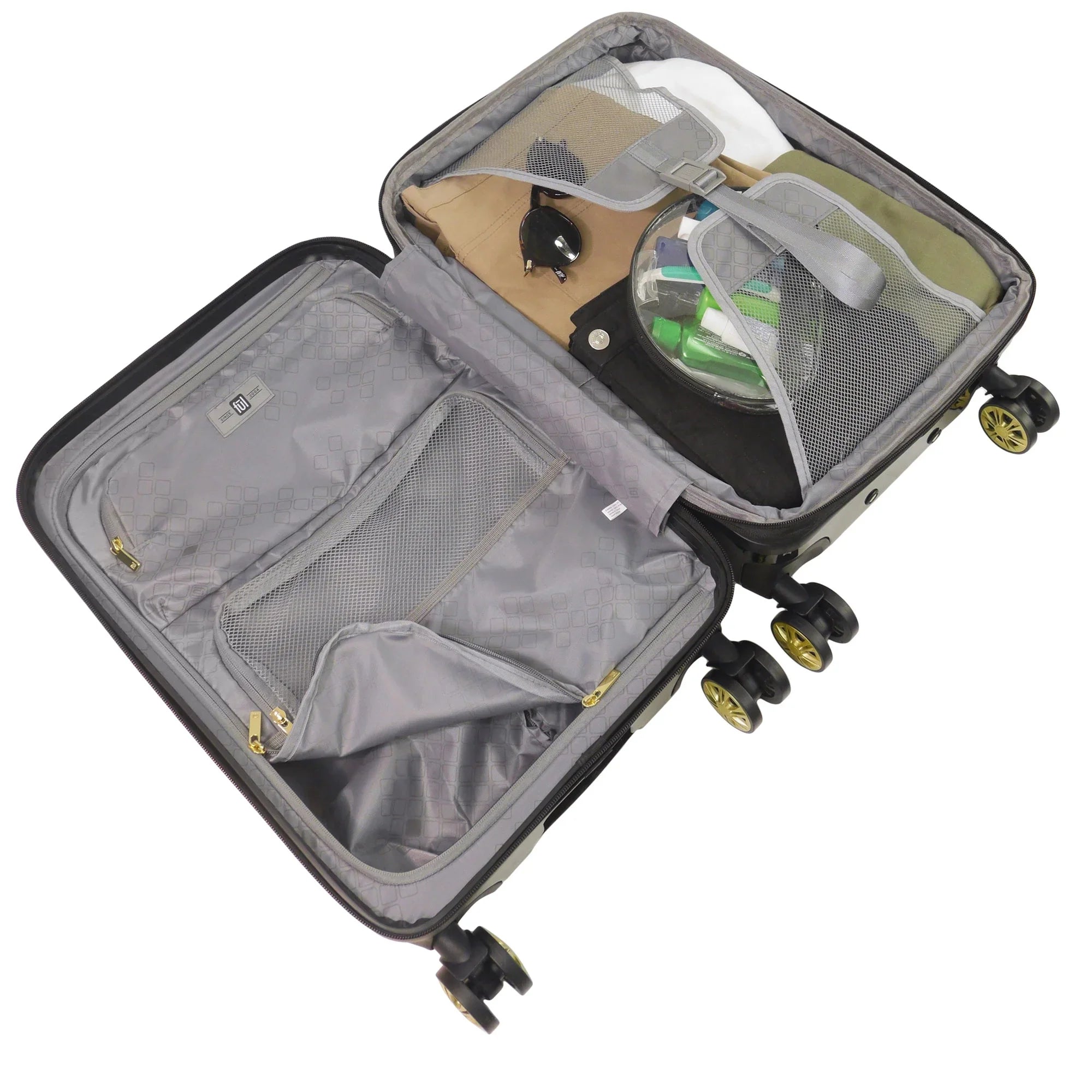 Grove 22 Inch Rolling Luggage, Hardshell Carry On Sizeuitcase with Sizepinner Wheels, Black