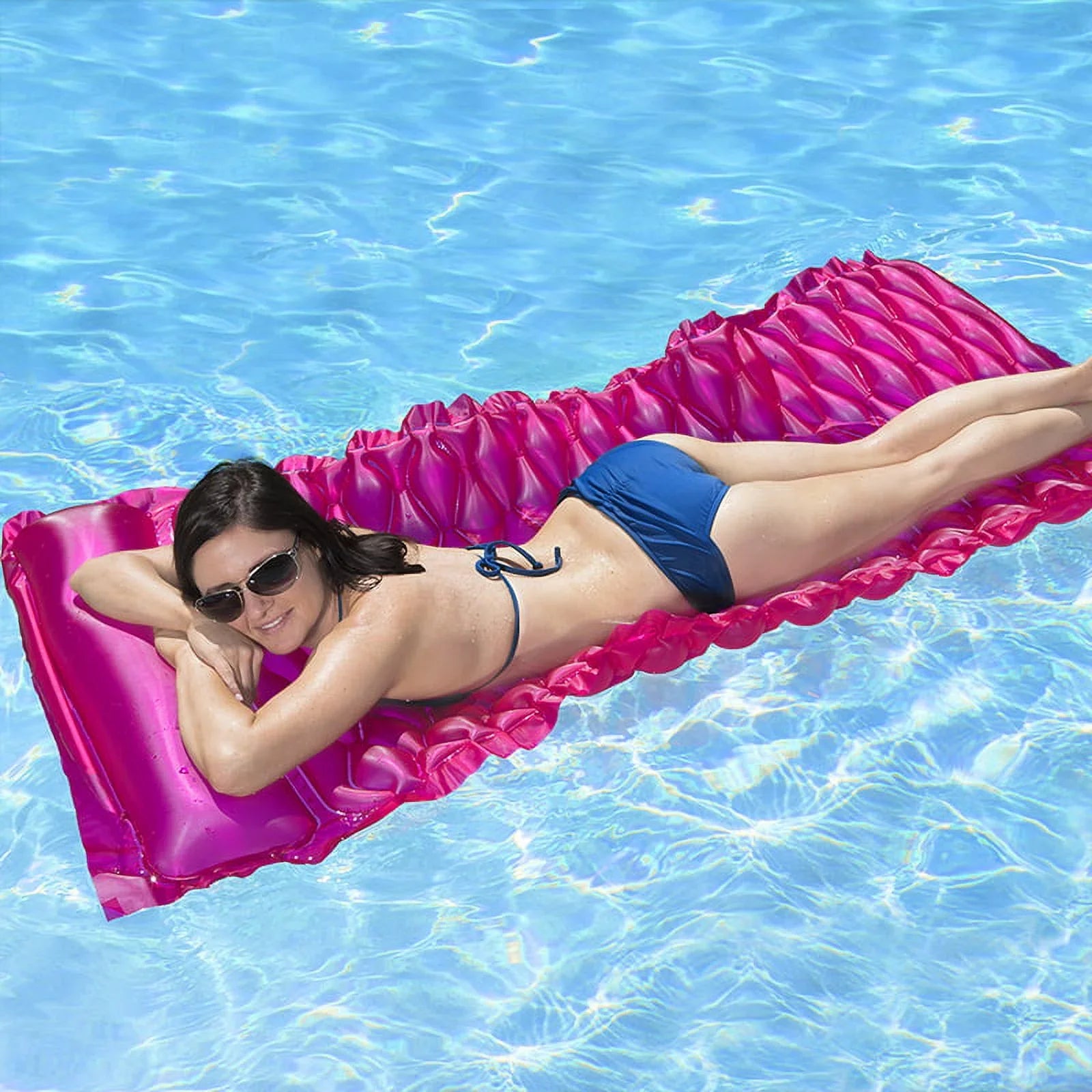 85" Roll 'N' Go Inflatable Sizewimming Pool 1-Person Air Mattress with Pillow - Pink