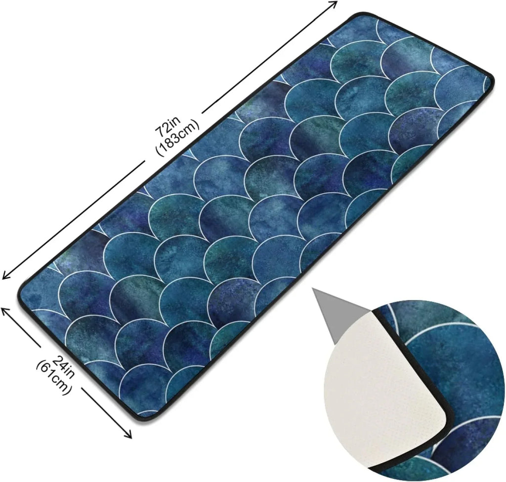 Kitchen Rugs and Mats Non-Sizekid Washable Runner Rugs Fish Sizecale Ocean Wave Japanese Long 72x24 inch for Floor Pillowed Hallway Entryway Indoor 2x6