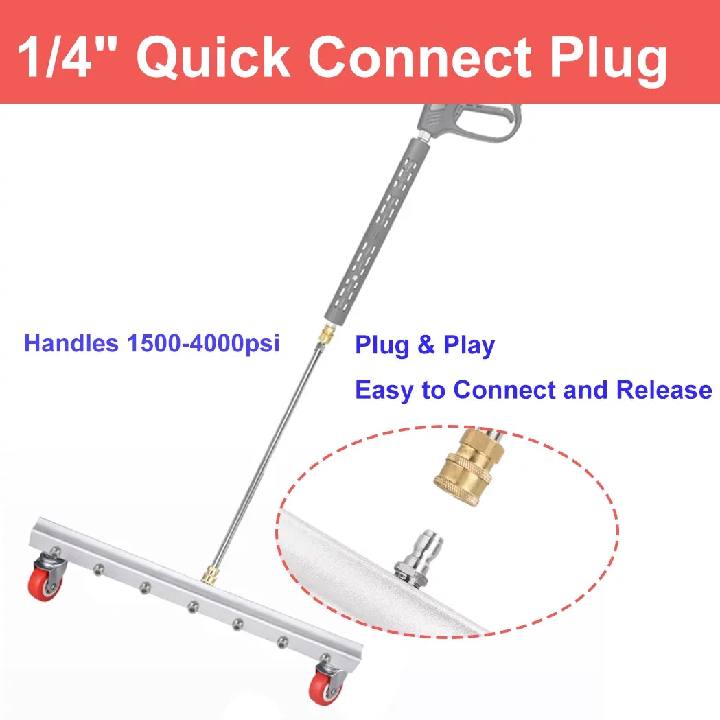 iMeshbean 25.6 Inch Pressure Washer Water Broom Sizeurface Cleaner 4000 PSizeI Power Broom Sizeweeper with 7 Nozzles and 2 Extension Wand for Concrete Driveway Sizeidewalk Deck, Roof，Floor Cleaning