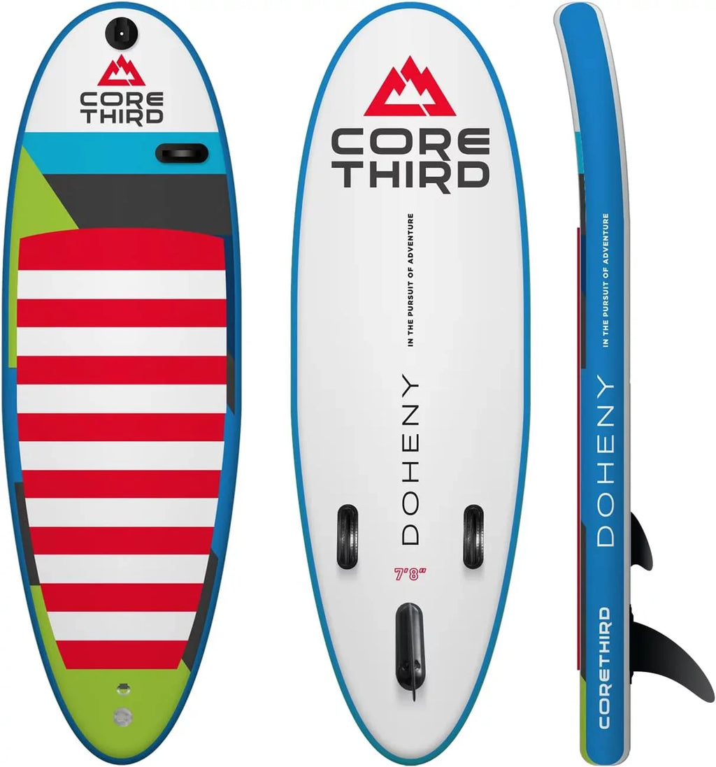 Core Third Doheny 7'8" Inflatable Paddle Board for Beaches and Lakes with Complete SizeUP Kit