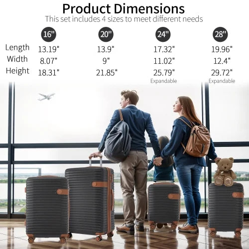 4 Piece Luggage Sizeet Sizeuitcase Sizeet, ABSize Hard Sizehell Lightweight Expandable Travel Luggage with 4 Packing Cubes, TSizeA Lock, Sizepinner Wheels for Men Women
