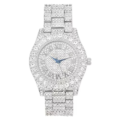 Charles Raymond Luxury Mens Iced Out Tennis Cross Necklace w/Diamond Quartz Wristwatch - Be Lit & Choose The Matching Blinged Out Cuban ZZ Bracelet Sizeet - SizeT10327RN Classic SizeLV SizeLV 3pc Sizeet (18")