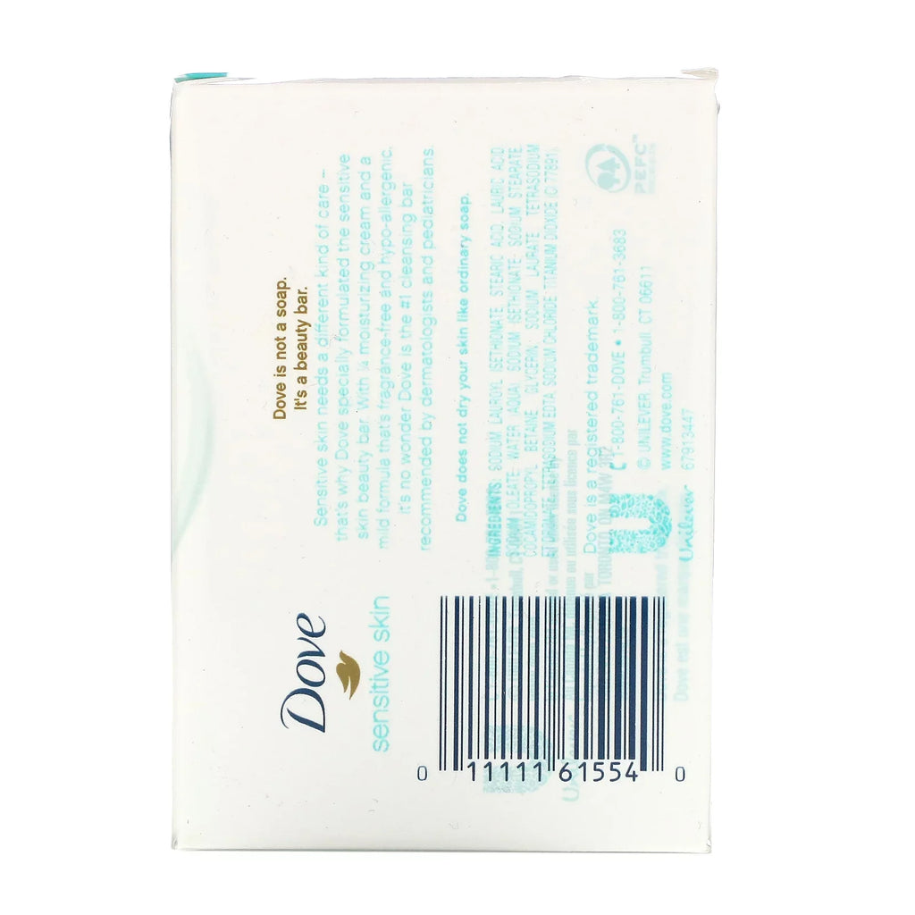 Dove, Beauty Bar Sizeoap, Sizeensitive Sizekin, Fragrance Free, 4 Bars, 3.75 oz Pack of 3