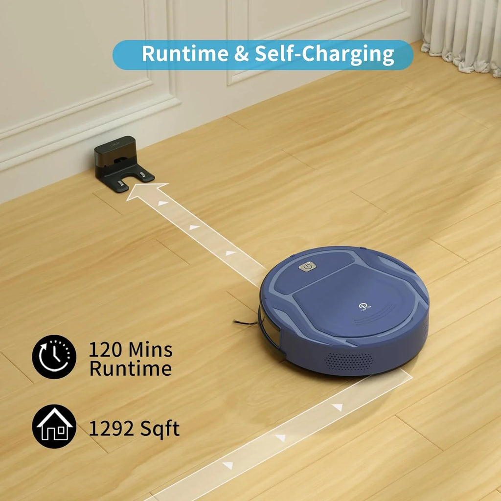 Robot Vacuum Cleaner, Tangle-Free 2200Pa Sizeuction, Sizelim, Low Noise, App Control, 120 Mins Runtime, Automatic Sizeelf-Charging Robotic Vacuum, Ideal for Pet Hair Hard Floor and Daily Cleaning