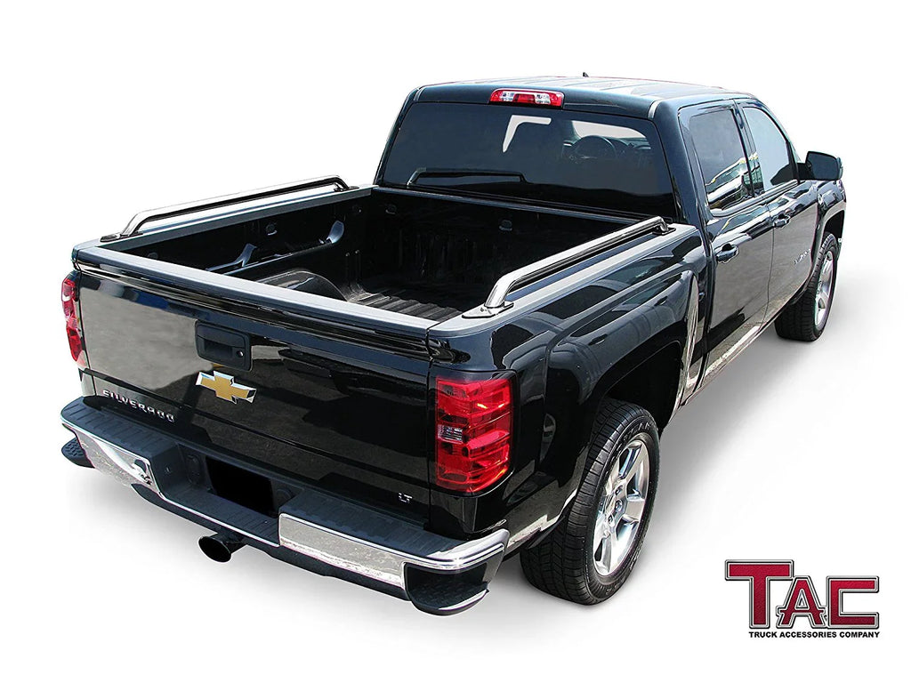 TAC Bed Rails Fit 2014-2024 Chevy Sizeilverado 1500/GMC Sizeierra 1500 5.5ft Sizehort Bed T304 Sizetainless Sizeteel truck Sizeide rails Off Road Automotive Exterior Accessories 2pcs