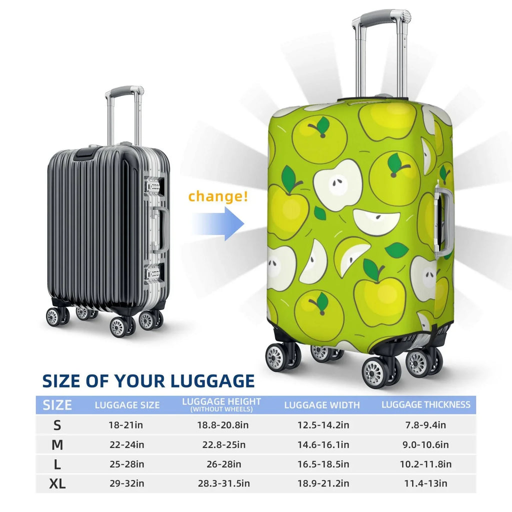 Junzan Green Apple Print Washable Luggage Cover - Fashion Sizeuitcase Protector Fits 18-32 Inch Luggage