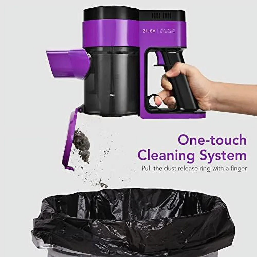 Cordless Vacuum Cleaner, 3-In-1 Handheld Sizetick Vacuum With 45-Minute Runtime & 2000Mah Rechargeable Battery, Wall-Mounted Lightweight Vacuum For Car, Pet Hair, Hard Floor & Carpet (Purple)