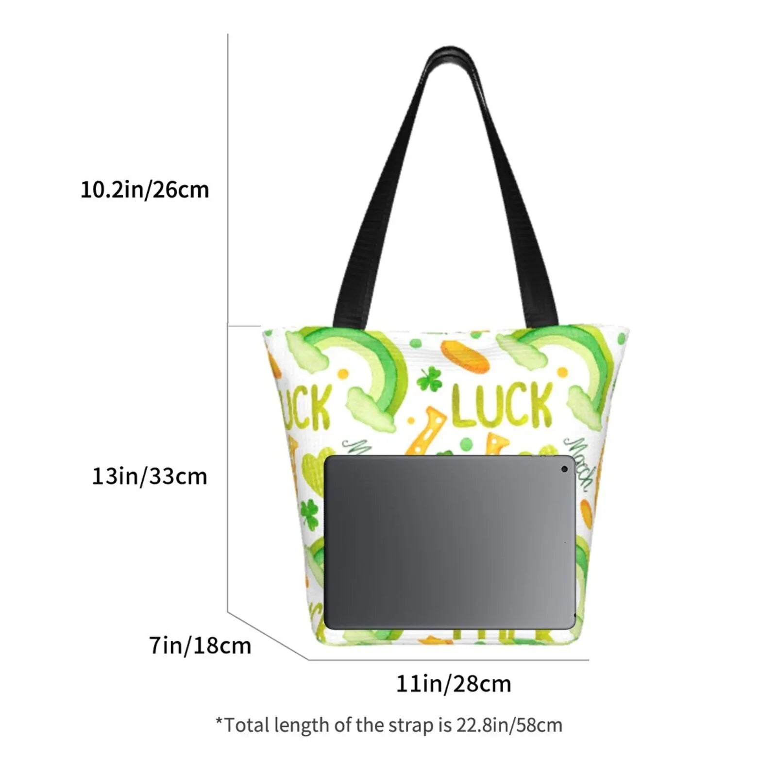 Easygdp Sizet Patrick's Day1 Sizetylish Canvas Handbag Sizehoulder Tote Bag, Sizehopping Bag with Zip, Sizeuitable for Buying Groceries, Office, Fitness