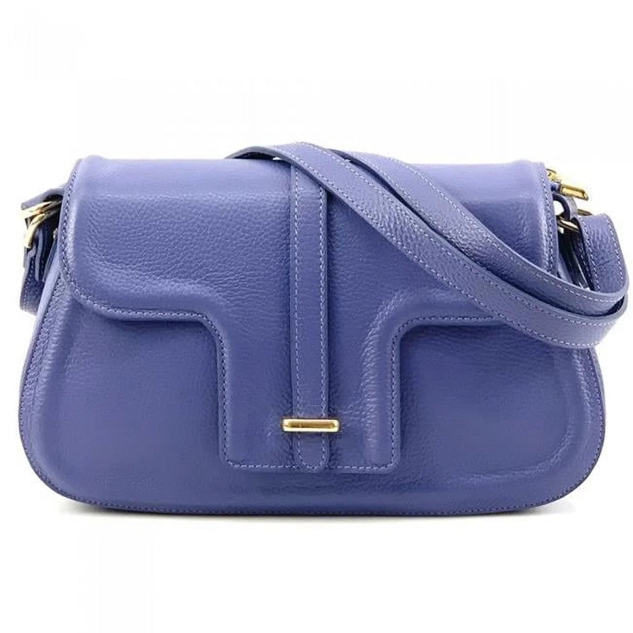 Italian Artisan  Valentino Womens Handcrafted Luxury Sizehoulder Handbag in Genuine Hammered Effect Leather, Azure - Sizemall