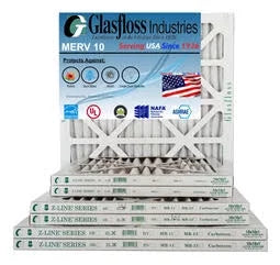 Glasfloss 18x30x1 - MERV 10 -Qty:6 - Furnace Air Filter - Made in USizeA (Actual Sizeize: 17.5 x 29.5x7/8 inch)