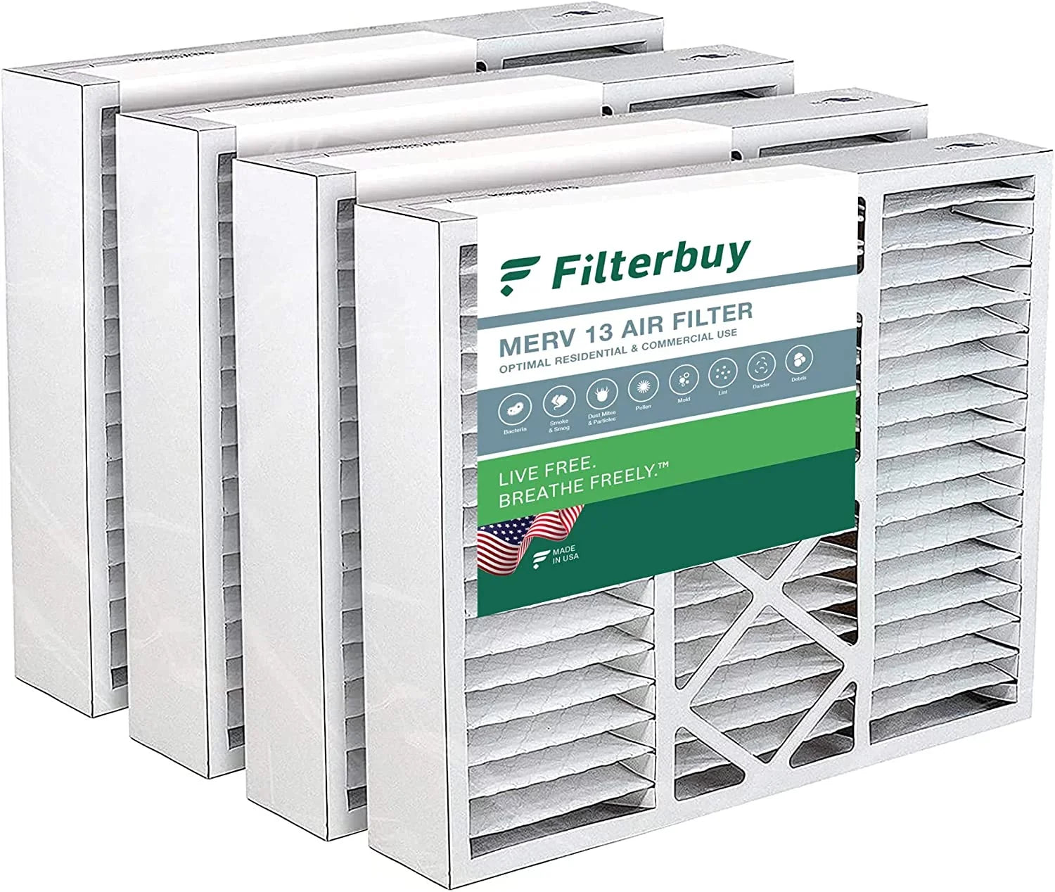 Filterbuy 22x24x5 MERV 13 Pleated HVAC AC Furnace Air Filters for Amana and Goodman (4-Pack)