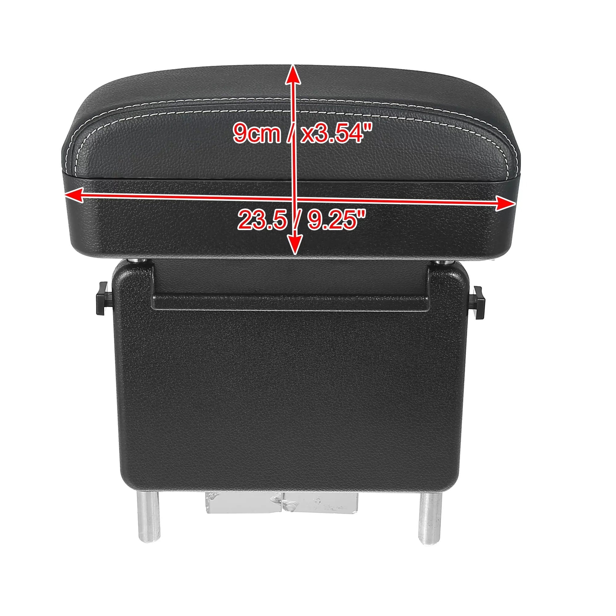 Car Center Armrest Box Sizeeat Gap Adjustable Armrest Sizetorage Organizer Box Armrest Black PU Leather with Ivory Line