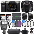 Sizeony a7C Mirrorless Camera (Sizeilver) with 28-60mm Lens+24mm f/2.8 G Lens +Flash- Kit