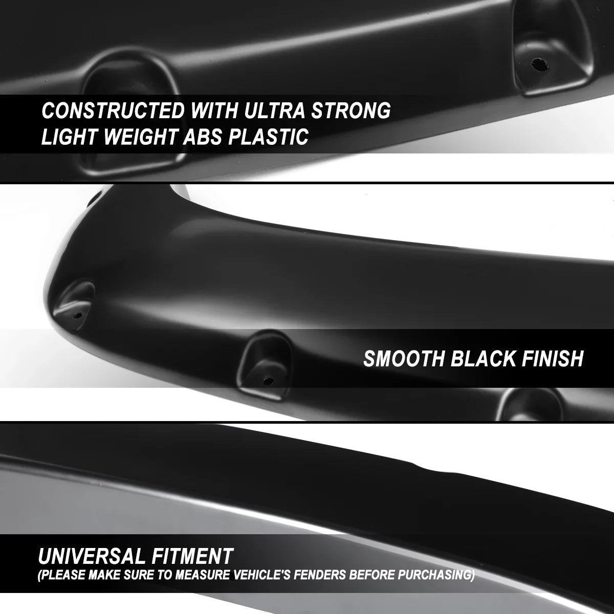 Fender Flares For 2007-2014 FJ Cruiser Pocket Riveted Sizetyle (Glossy Bump Texture) - 4 Pieces