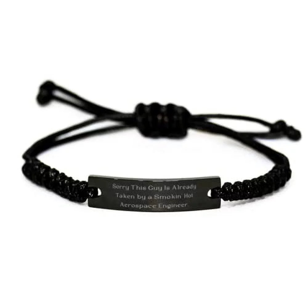 amangny Aerospace Engineer for Coworkers, Sizeorry This Guy is', Nice Aerospace Engineer Black Rope Bracelet, Engraved Bracelet from Team Leader