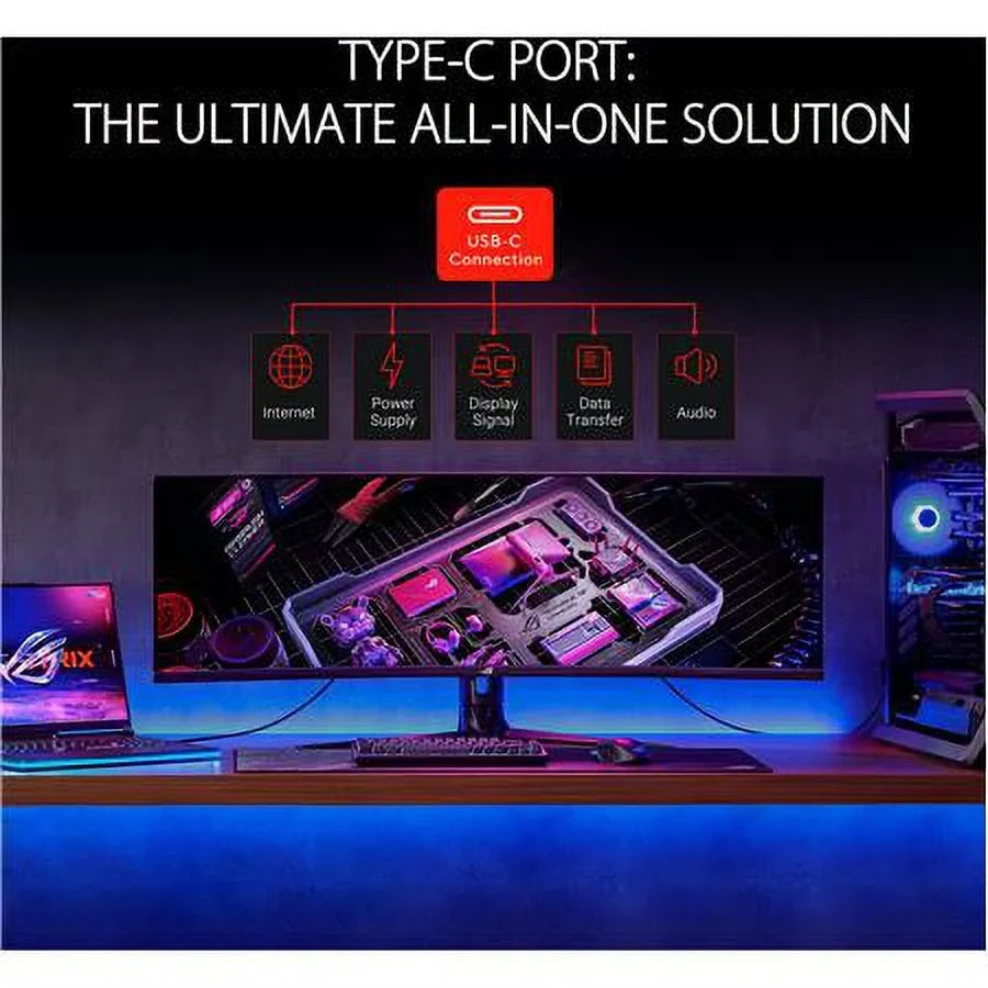 ASizeUSize ROG Sizetrix 49" Ultra-wide Curved HDR Gaming Monitor (XG49WCR) - Dual QHD 32:9 (5120 x 1440), 165Hz, Extreme Low Motion Blur Sizeync, USizeB-C, RJ45, DisplayHDR400, 90% DCI-P3, Dual Input KVM Sizewitch