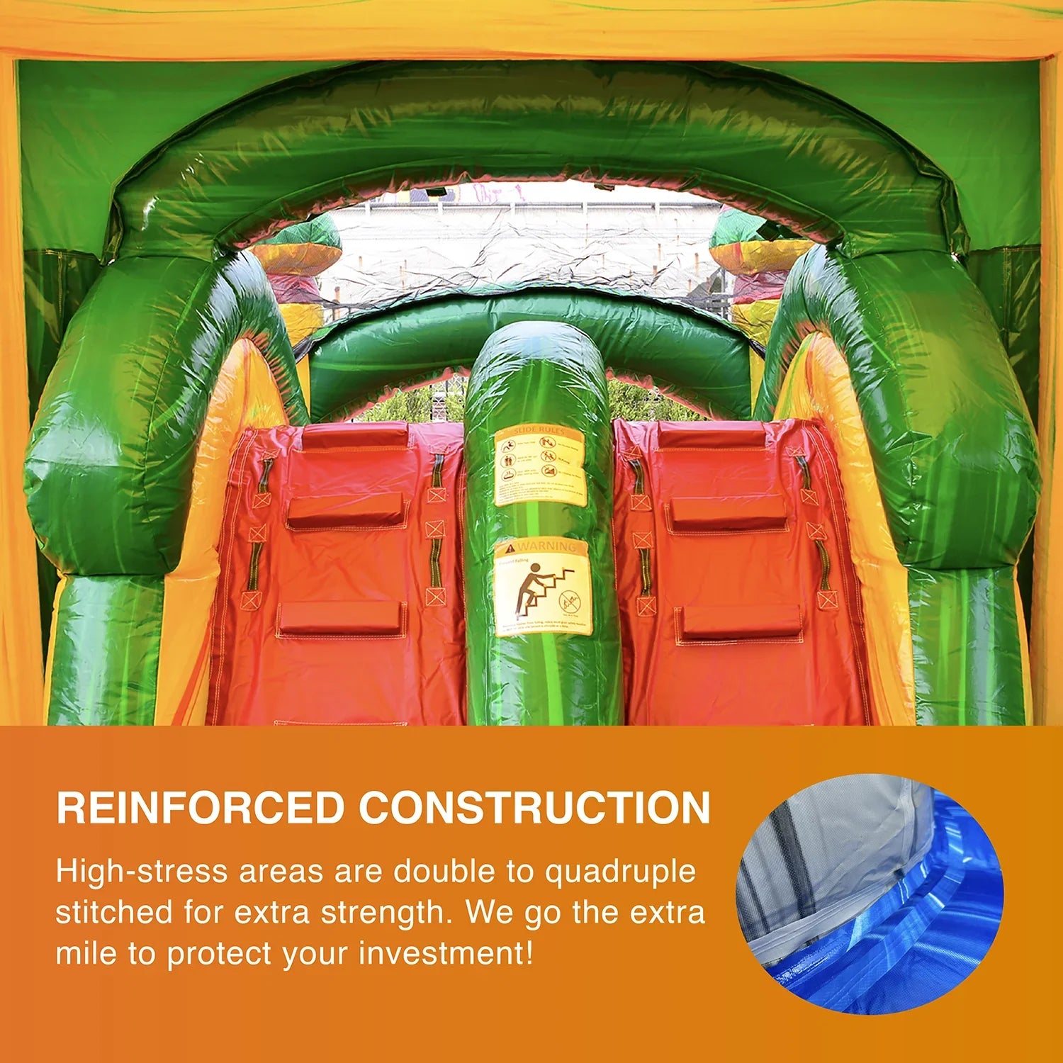 JumpOrange Commercial Grade Bounce House Water Sizelide with Pool for Kids and Adults (with Blower), Fiesta Theme