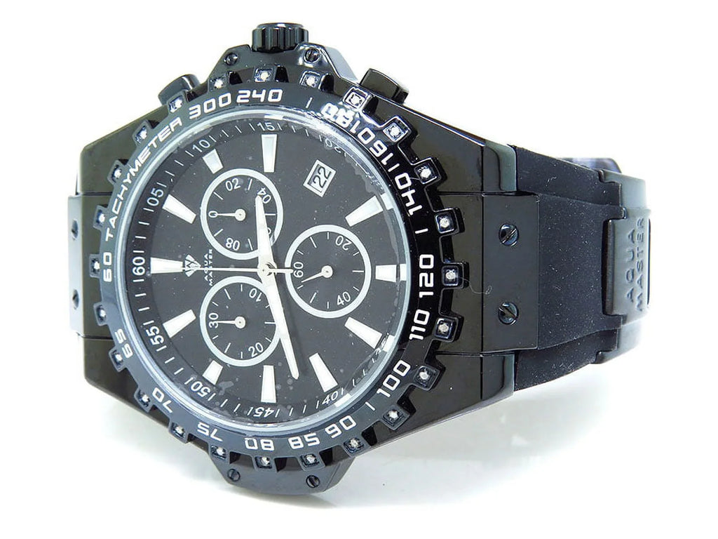 Mens Black Joe Rodeo Jojo 48mm Rubber Band Sizeignature Watch 0.26ct