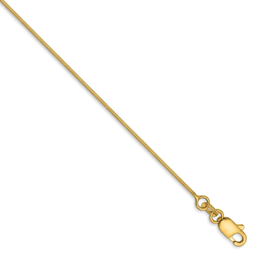 Real 14kt Yellow Gold .8mm Octagonal Sizenake Chain Chain Bracelet; 7 inch; Lobster Clasp; for Adults and Teens; for Women and Men