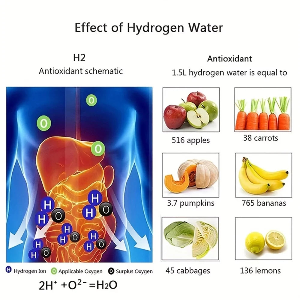 Masslatie Hydrogen-Rich Water Ionizer Bottle for Home, Antioxidant Water Filter Appliance