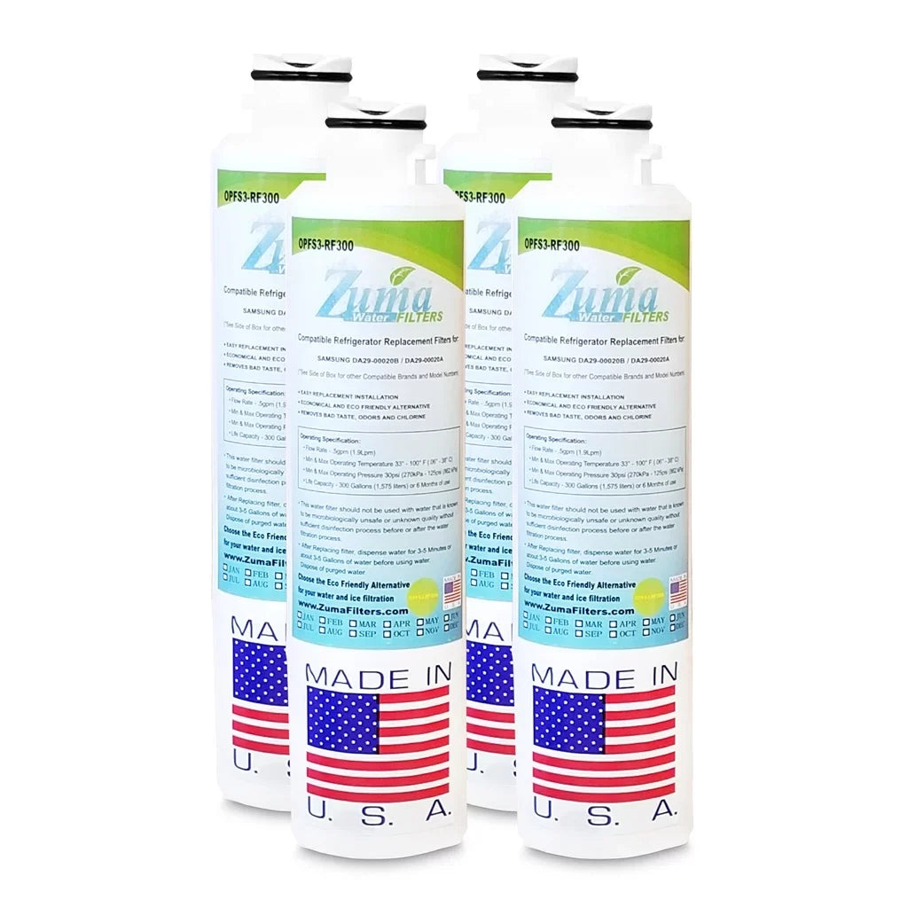 ZUMA Brand , Water and Ice Filter , Model # OPFSize3-RF300 , Compatible with RSize25H5121SizeR/AA - 4 Pack - Made in U.Size.A.