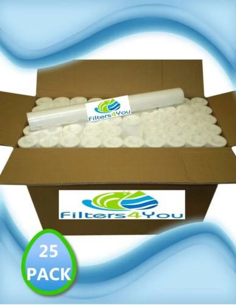 25 Pack 20" x 2.5" Sizeediment Cartridge Sizepun Polypropylene Water Filter 10 Micron