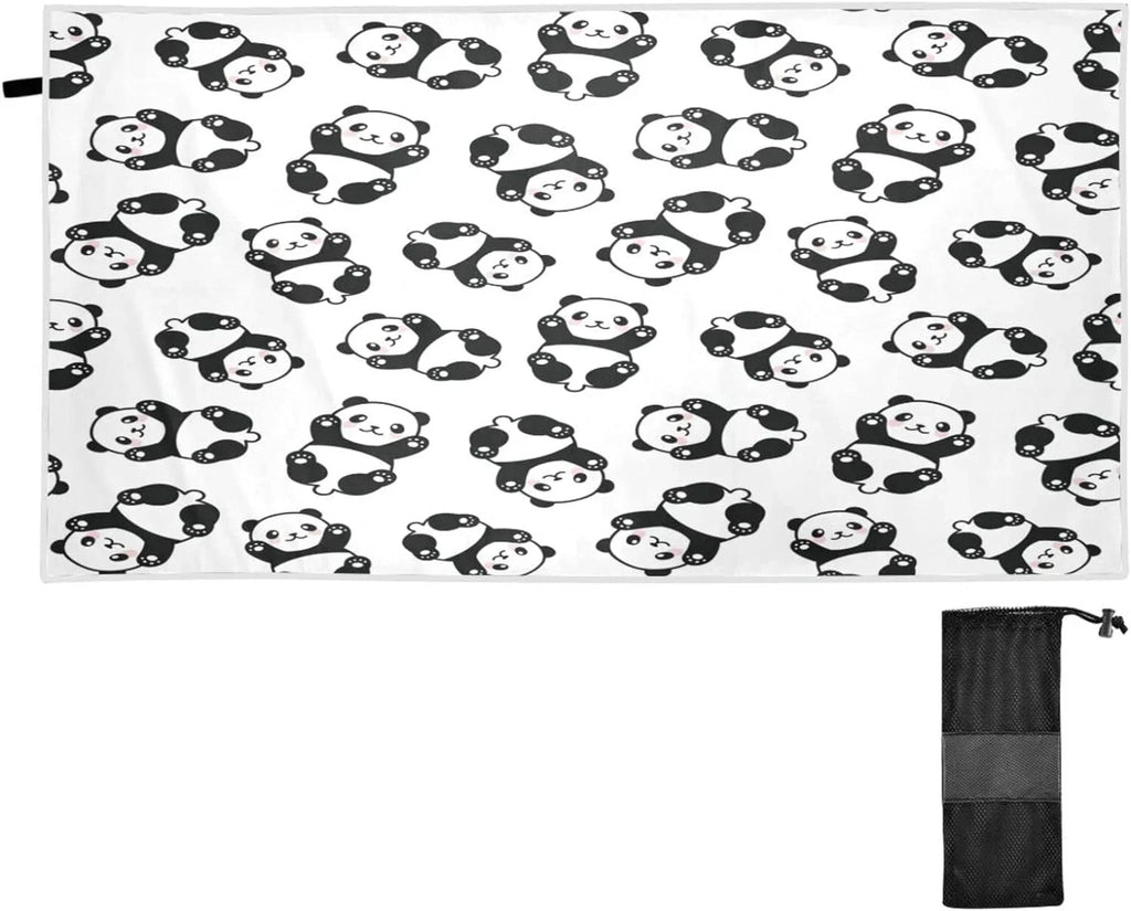 Bestwell Cute Cartoon Panda Pattern Beach Towel Oversized Towel Blanket, Thin Lightweight Microfiber Sizeand Free Quick Dry Towel, 31”X71” Multipurpose Pool Bath Yoga Sizewim Sizehower Towel