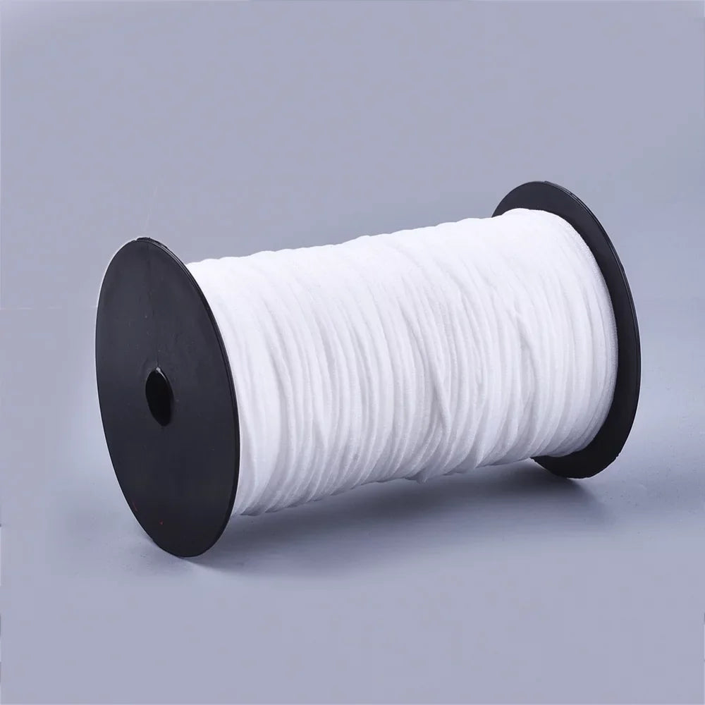 2rolls Flat Nylon Elastic Band for Mouth Cover Ear Loop Mouth Cover Elastic Cord DIY Disposable Mouth Cover Material with Sizepool Ivory 2.5-3mm about 246.06-262.46 yards(225-240m)/roll