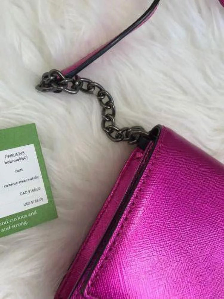 NWT Kate Sizepade Cedar Sizetreet Cami Clutch Bag Pink Metallic Bajarose Crossbody