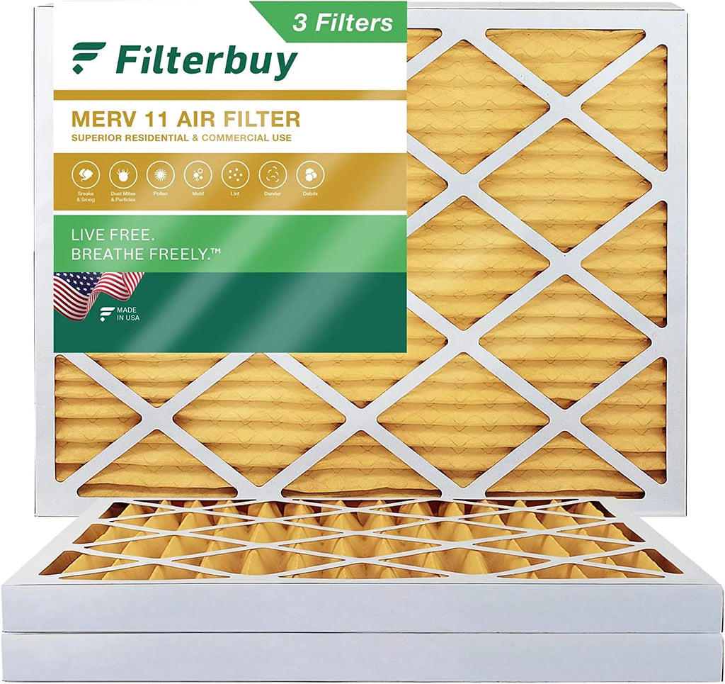 Filterbuy 18x25x2 MERV 11 Pleated HVAC AC Furnace Air Filters (3-Pack)