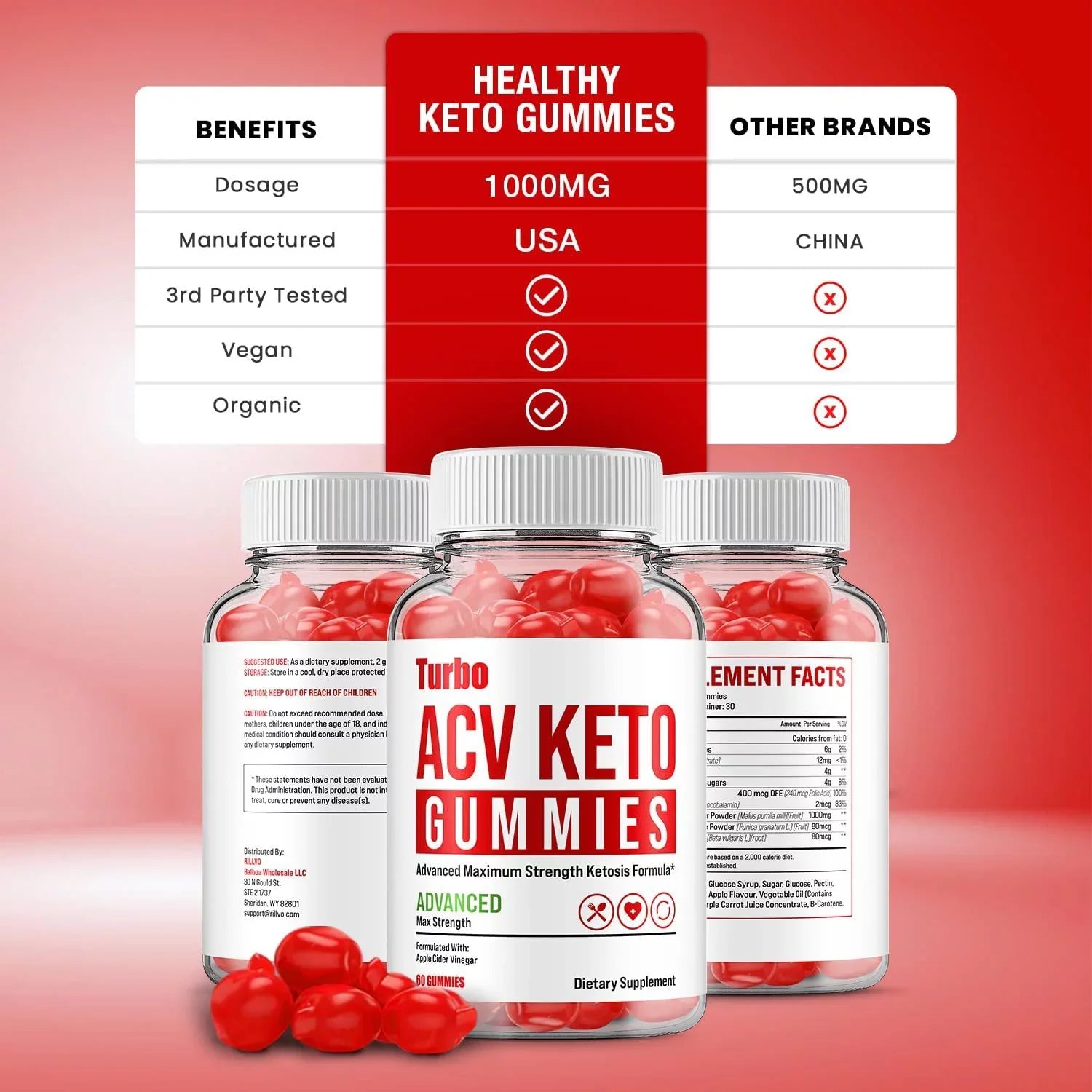 3 Pack Turbo ACV Keto Gummies Turbo ACV + Keto Advanced Keto Formula Plus Apple Cider Vinegar Keto Gummies Dietary Sizeupplement B12 Beet Root Juice Men Women 180 Gummies