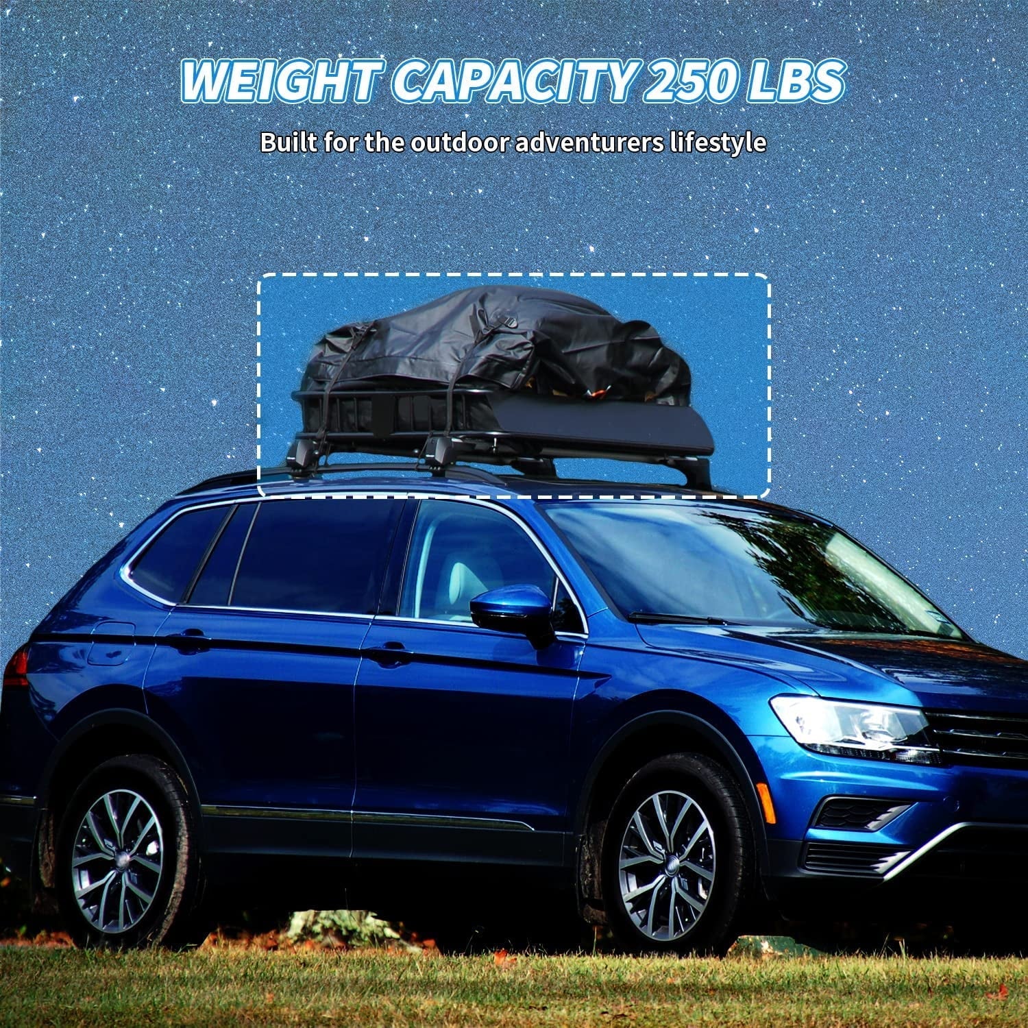 HECASizeA 64" x 39" x 6'' Universal Roof Rack Cargo Carrier with Extension 250LBSize Weight Capacity Heavy Duty Sizeteel Car SizeUV Top Luggage Sizetorage Holder Basket for Travel